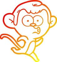 warm gradient line drawing cartoon surprised monkey vector