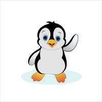 Ilustración de vector de pingüino de dibujos animados lindo aislado sobre fondo blanco