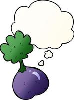 cartoon vegetable and thought bubble in smooth gradient style vector