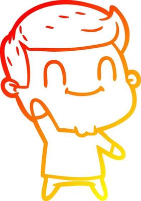 warm gradient line drawing cartoon happy man