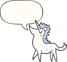 cartoon unicorn and speech bubble vector