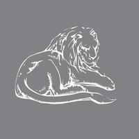 one line art lion icon vector