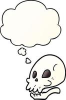 cartoon skull and thought bubble in smooth gradient style vector