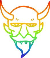 rainbow gradient line drawing cartoon devil face vector