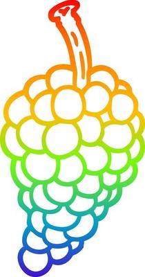 rainbow gradient line drawing cartoon bunch of grapes
