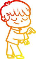 warm gradient line drawing cartoon happy boy vector