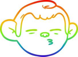 arco iris gradiente línea dibujo dibujos animados mono cara vector