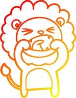 warm gradient line drawing cartoon lion vector