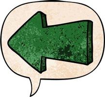 cartoon pointing arrow and speech bubble in retro texture style vector