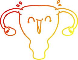 warm gradient line drawing cartoon happy uterus vector