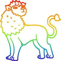 león de dibujos animados de dibujo de línea de gradiente de arco iris vector