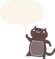 cartoon cat and speech bubble in retro style vector