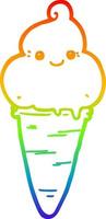 helado de dibujos animados de dibujo de línea de gradiente de arco iris vector