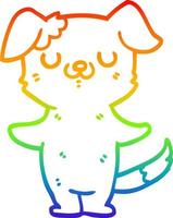 cachorro de dibujos animados de dibujo de línea de gradiente de arco iris vector