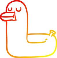 warm gradient line drawing cartoon yellow ring duck vector