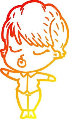 warm gradient line drawing cartoon woman with eyes shut