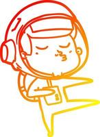 warm gradient line drawing cartoon confident astronaut vector