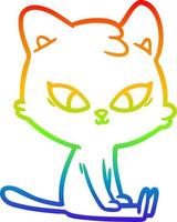 rainbow gradient line drawing cute cartoon cat vector