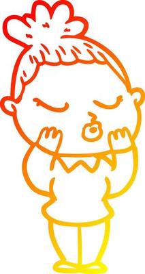 warm gradient line drawing cartoon calm woman