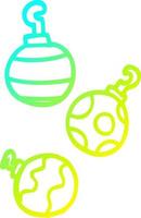 cold gradient line drawing cartoon xmas baubles vector