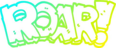 cold gradient line drawing cartoon roar text vector