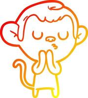 warm gradient line drawing cartoon monkey vector