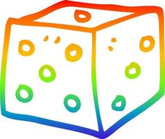 rainbow gradient line drawing cartoon red dice vector