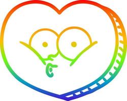 rainbow gradient line drawing cartoon love heart vector