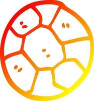 warm gradient line drawing cartoon soccer ball vector