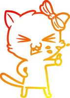 warm gradient line drawing cartoon cat vector