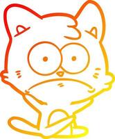 warm gradient line drawing cartoon nervous cat vector