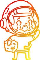 warm gradient line drawing cartoon crying astronaut vector