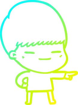 línea de gradiente frío dibujo chico presumido de dibujos animados vector