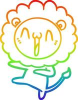 rainbow gradient line drawing happy cartoon lion vector