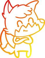 warm gradient line drawing cartoon happy fox vector