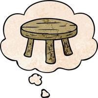 cartoon small stool and thought bubble in grunge texture pattern style vector