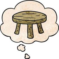 cartoon small stool and thought bubble in grunge texture pattern style vector