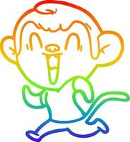 rainbow gradient line drawing cartoon laughing monkey vector