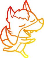 warm gradient line drawing cartoon wolf laughing vector