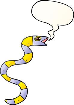 hissing cartoon snake and speech bubble in smooth gradient style vector