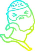 cold gradient line drawing cartoon man with beard vector