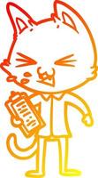 warm gradient line drawing cartoon salesman cat hissing vector