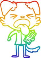 rainbow gradient line drawing cartoon disgusted dog vector