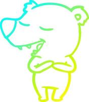 línea de gradiente frío dibujo oso polar de dibujos animados vector