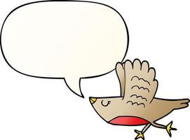 cartoon bird and speech bubble in smooth gradient style vector