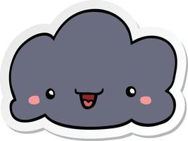 sticker of a cute cartoon cloud vector