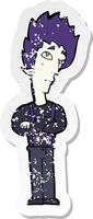 retro distressed sticker of a cartoon vampire vector