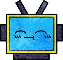 retro grunge texture cartoon robot head vector