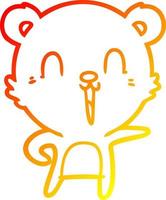 warm gradient line drawing happy cartoon bear vector