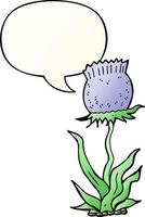 cartoon wild flower and speech bubble in smooth gradient style vector